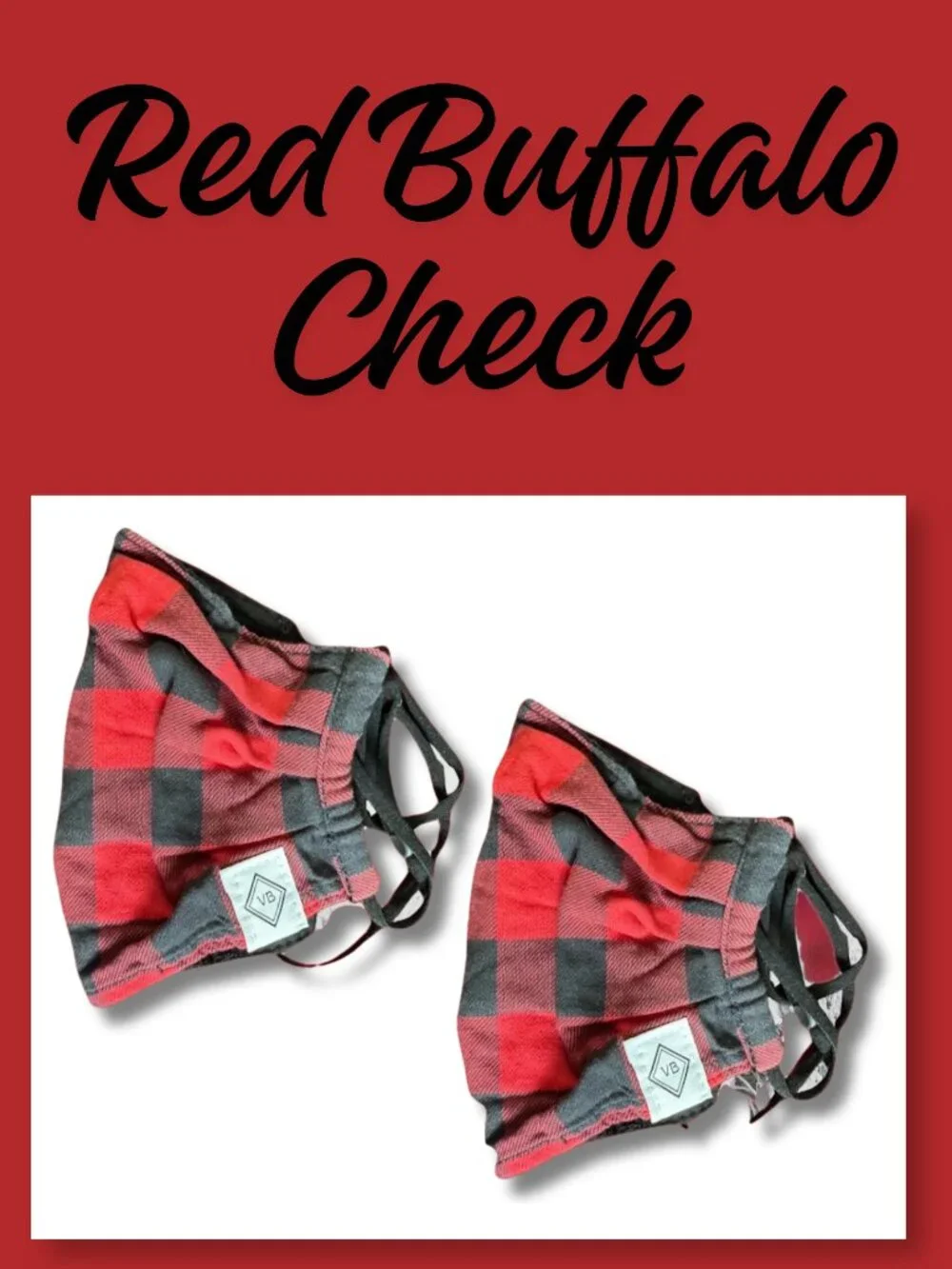 Vera Bradley Tango Red Buffalo Check Face Mask Set of 2 Adjustable Cotton